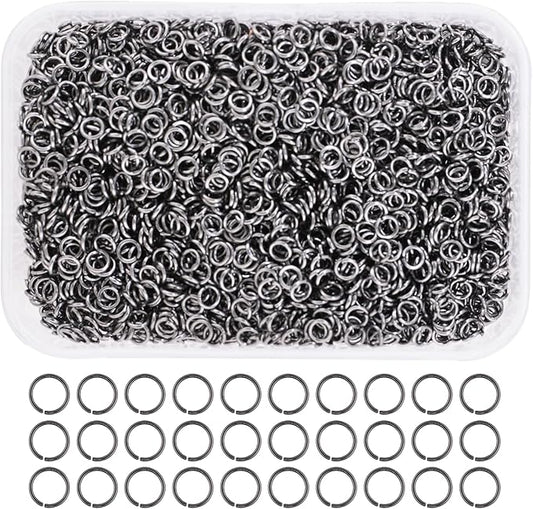 Mandala Crafts Assorted Gunmetal Jump Rings Jewelry Findings Metal O Rings for Jewelry Making Supplies - 3000 4mm Small Open Jump Rings Kit for Necklace Earring