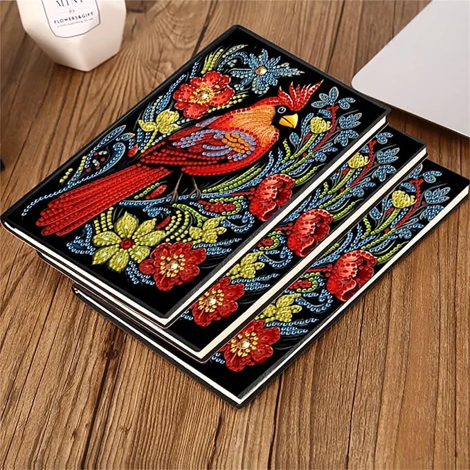 Bird Diamonds Painting Notebook for Adults, A5 Diamond Art Journal and DIY Sketchbook, Diamond Art Kit Supplies,Gift for Beginners, Craft Lovers, Artists. (Bird3)