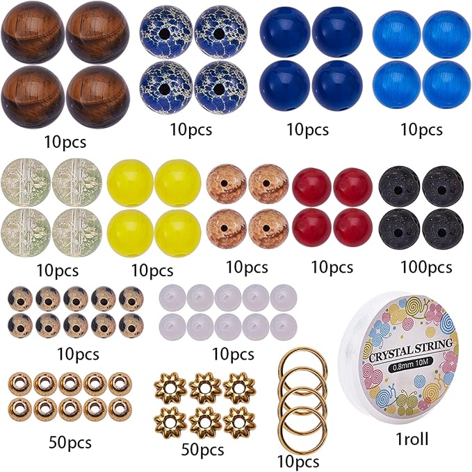 SUNNYCLUE 1 Box 310Pcs DIY Multilayer Solar System Bracelet Making Kit Natural Gemstone Universe Galaxy Nine Guardian Planets Necklace Beading Christmas Bracelet Jewelry Making Starter Craft Supplies
