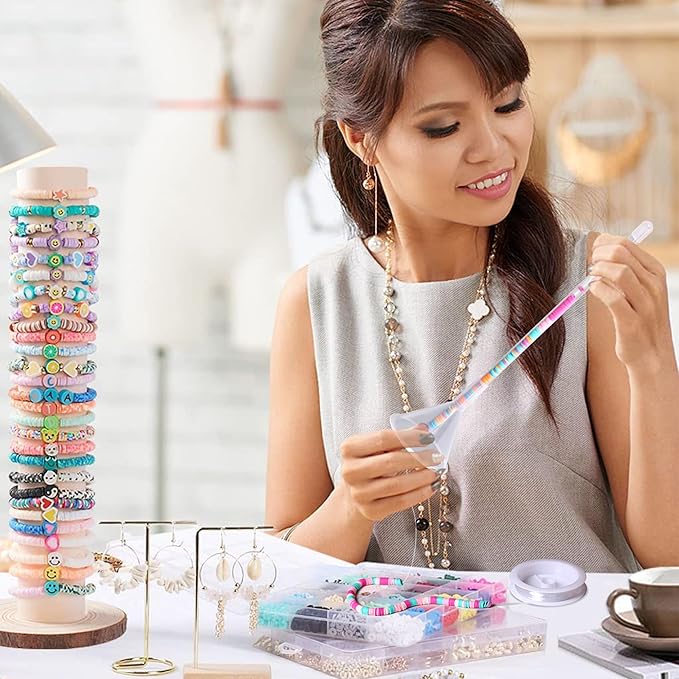 codree 3 Pack Beading Funnel Bracelet Making Kit- Clay Bead Beading Tools Kit- Beading Funnel Beading Needles for 0.24" Clay Beads Jewelry Making, Bracelets, Necklaces (Not Include Clay Beads)
