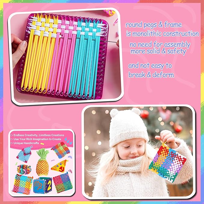 REENLIV Upgraded Weaving Loom Kit Toys for Kids & Adults, DIY Arts & Crafts, Easy Potholder Loom Knitting Activity for Beginners, Ideal Gifts for Girls Ages 5 6 7 8-12 13 Years Old, 252 Craft Loops