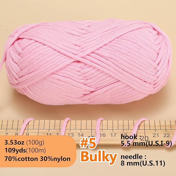 Yarn for Crocheting,100g Soft Yarn for Crocheting,Crochet Yarn for Sweater,Hat,Socks,Blankets(Pink)