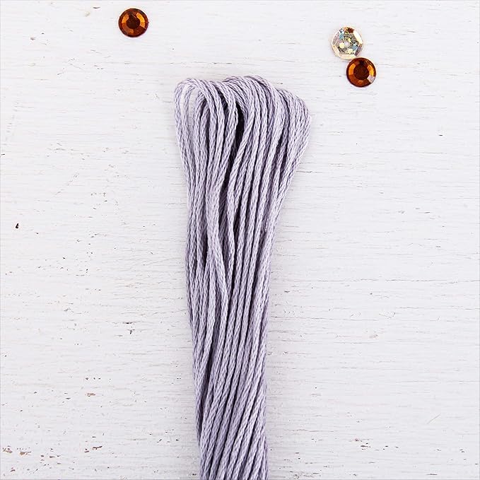 12 Skeins ThreadArt Premium Egyptian Long Fiber Cotton Embroidery Floss | Pewter Grey | 6 Strand Divisible Thread 8.75yds Each for Hand Embroidery, Friendship Bracelets, Cross Stitch and Crafts