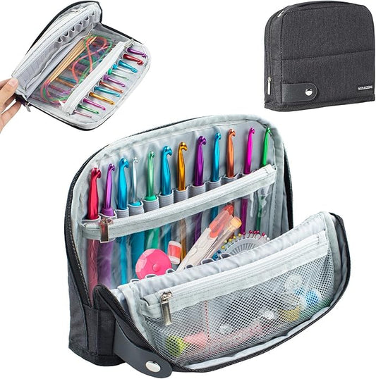 Crochet Hook Case Empty - Crochet Hook Organizer Stand Up Unique Design -Corchet Organizer - for Knitting & Crochet Supplies(Case Only)