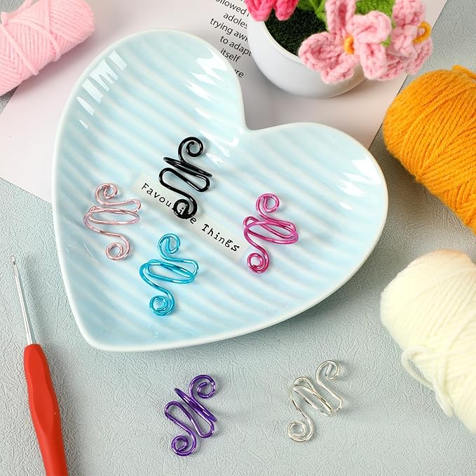 DTOFOOT 6 Pcs Crochet Ring, Adjustable Handmade Yarn Crochet Tension Ring for Crocheting, Crochet Ring Finger Gift for Mom