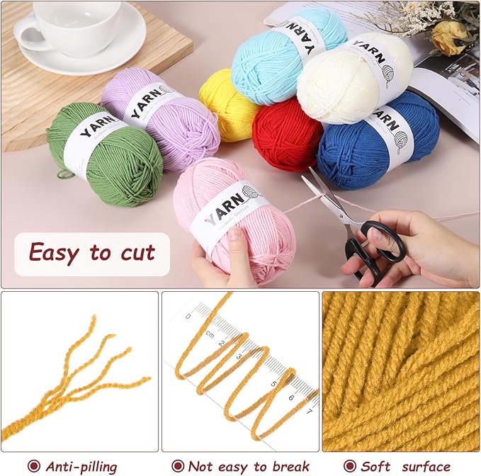 3Pcs Dark Yellow Acrylic Yarn 400 Yard 4 Ply Soft Crochet Yarns Sport Weight Yarn,[for DIY Crocheting Knitting Craft Blankets Hats]-150g