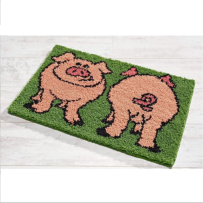 MIAOLLUN Latch Hook Kits, Pig Latch Hook Rug Kit for Adults Beginners with Color Printed DIY Crafts Needlework Arts Sewing Carpet for Home Decor Gift 52X38cm/20.5X15 Inch
