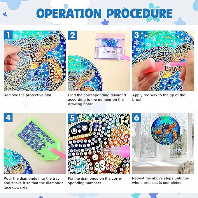 MAXBYE Sea Turtle Hanging Diamond Art Painting Kits for Adults Beginners, DIY 5D Special Shaped Crystal Painting Diamond Kits Hanging Ornament for Gift Home Wall Door Decor