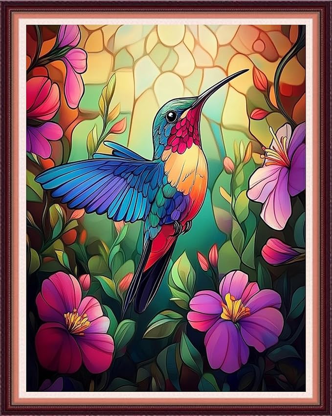fanxvivy stamped cross stitch kits for beginners full range of cross stitching preprinted embroidery kits for adults, 11ct embroidery pattern needlepoint kits-hummingbirds collect honey 16x20 inch