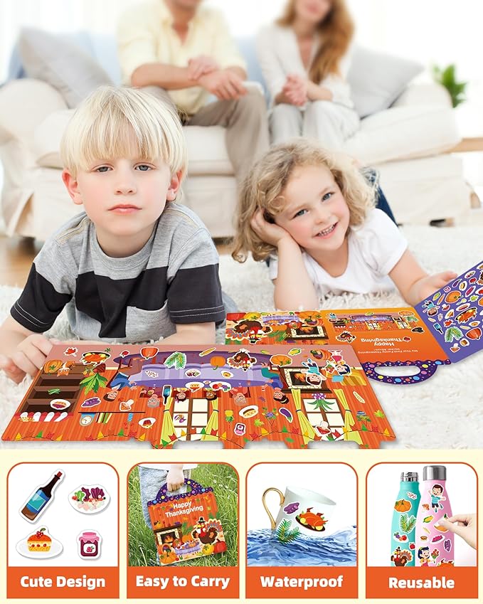 walenced reusable sticker book for toddlers, stickers for kids, toddler craft activities, toddler travel toys ages 3 and up boy girl birthday gifts