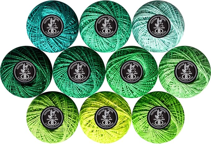 Crochet Thread 10 Balls Cardinal Size 8 for Crochet Hardanger Cross Stitch Needlepoint Hand Embroidery (Cayon Series)