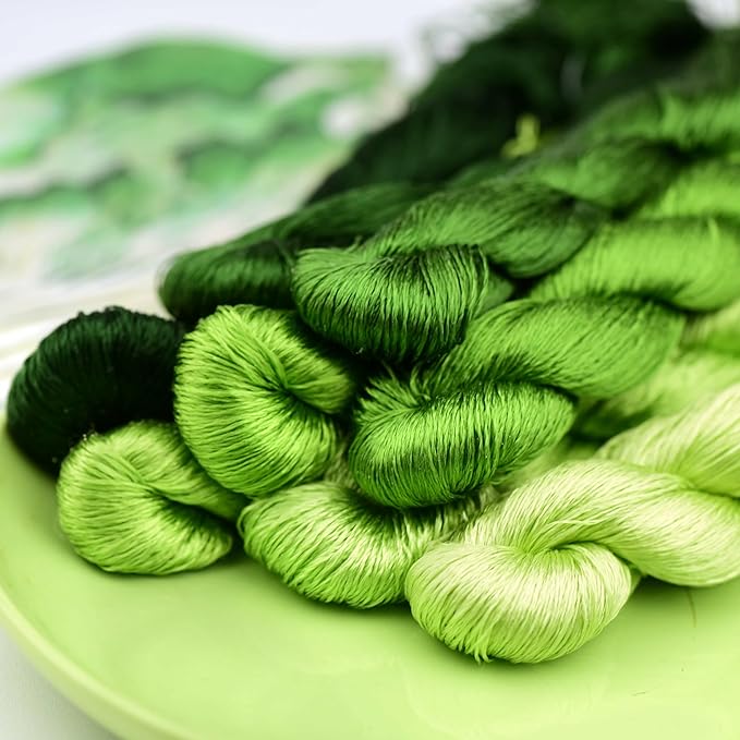 Natural Silk Thread – 7 Colors, 110m Each, Handmade Silk Embroidery Floss for Hand Embroidery, Cross-Stitch, Needlework Projects(04)
