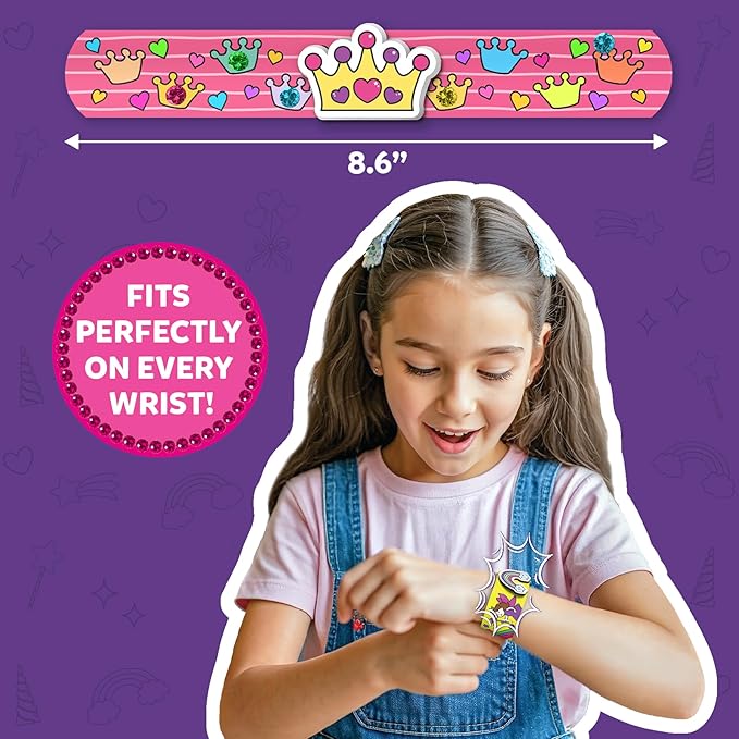 skillmatics craft activity - snap bandz, unicorns & princesses, diy art & craft activity, mess-free, creative kit, 8 bands (8.6"), gifts for girls & boys ages 4, 5, 6, 7, 8, 9, 10