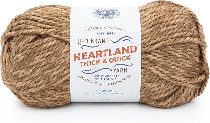 Lion Brand Yarn, Bulky Heathered Heartland Thick & Quick Yarn for Knitting and Crochet, Lincoln, 1 Pack