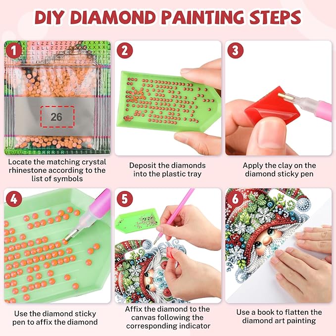 Bowetile Christmas Diamond Art Hanging Kits for Adults, Gnome Diamond Art Suncatchers, 5D Special Shape Diamond Painting Pendant Window Ornament Christmas Gifts for Home Door Wall Decor
