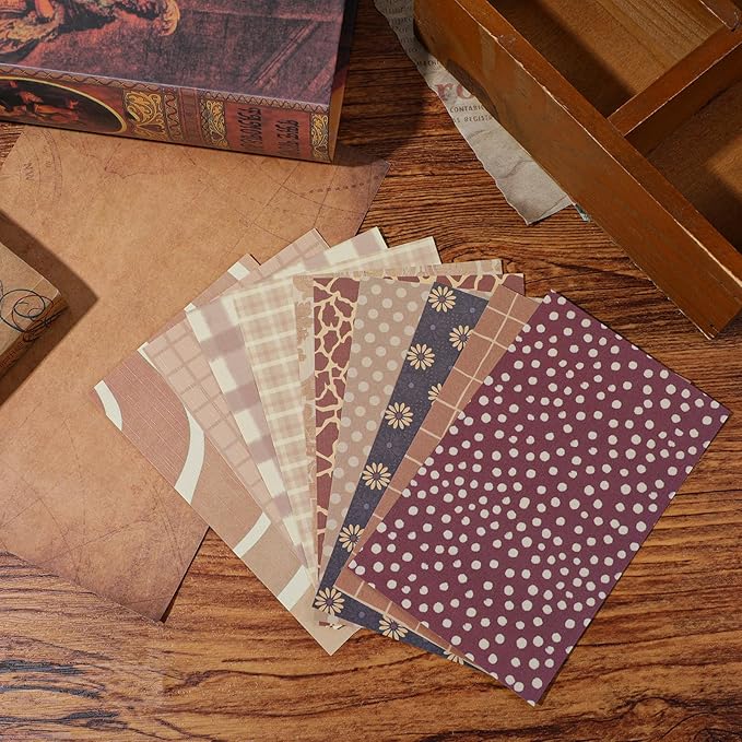 180 Sheets Patterned Paper, Scrapbook Paper for Decoration, Scrapbook Supplies Kit for Writing Planner (Red, Gray, Brown)