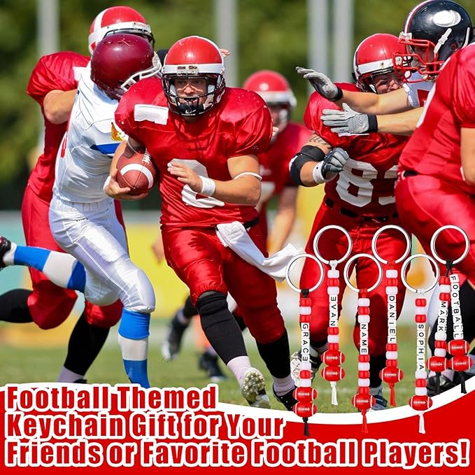 Landical 564 Pcs Football Keychain Making Kit DIY Red Football Bead Key Chain Craft Adjustable Sport Letter Bead Charm Sport Theme Party Favor Gift Backpack Accessories Holiday Decor(Delicated Color)
