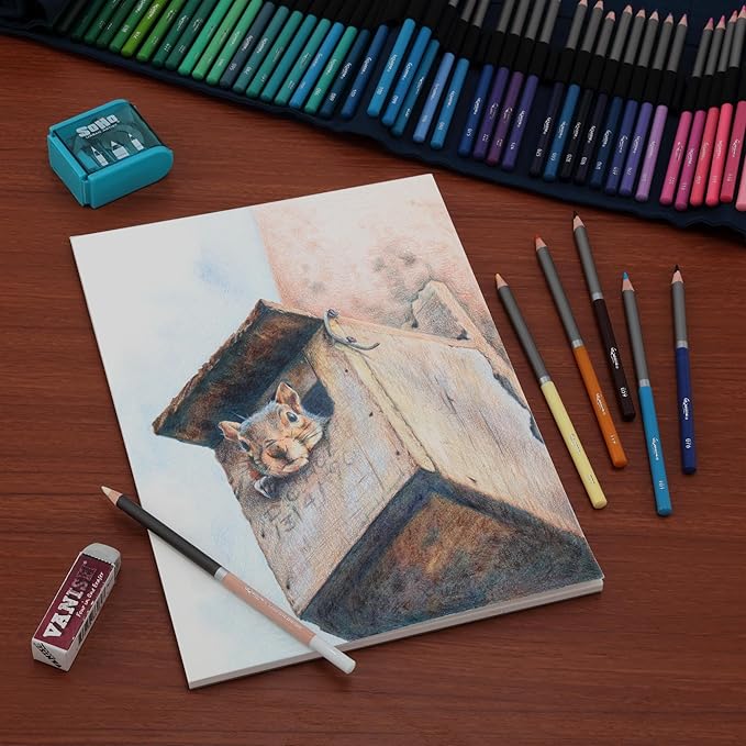 Cezanne 100% Cotton Colored Pencil Sketch Pad - 11x14, 20 Sheets, 122 lb. Fine-Tooth Paper, Art Supplies for Drawing Accessories, Supports Multiple Layers, Ideal for Graphite and Charcoal