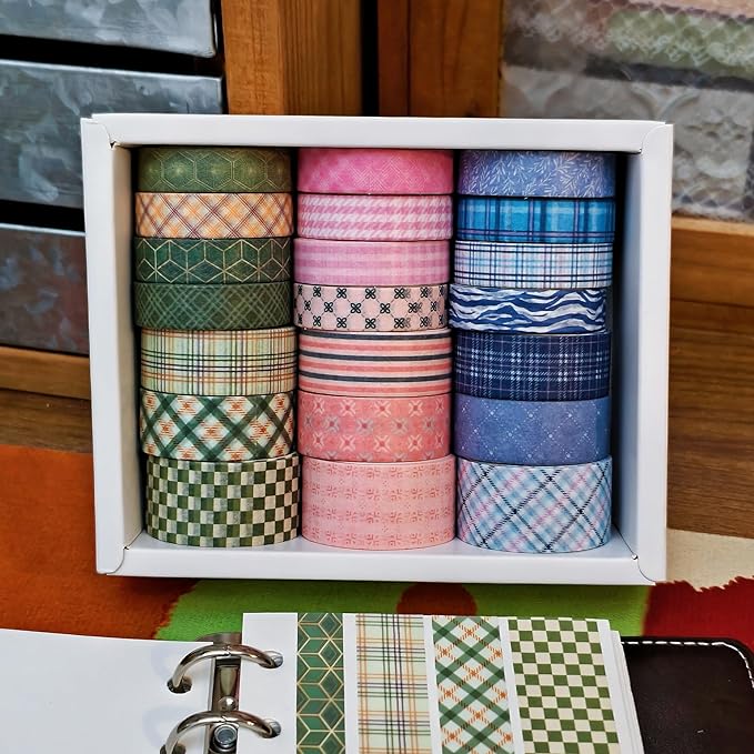 Vintage Washi Tape Set 21 Rolls - Scrapbooking & Journaling Supplies, Retro Floral/Cute Decorative Tapes for Junk/Bullet/Bible Journals, Craft Tape for DIY, Gift for Crafters
