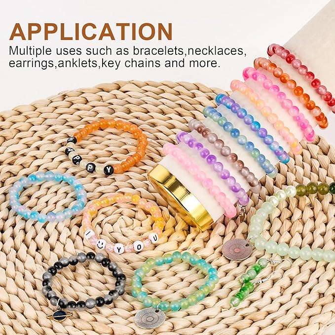 XSEINO About 1200+ PCS 6mm Double Colors Style Glass Beads Bracelet Making Kit,24 Assorted Double Colors Series Crystal Beads for Jewelry Making and DIY Crafts, Friendship Bracelets