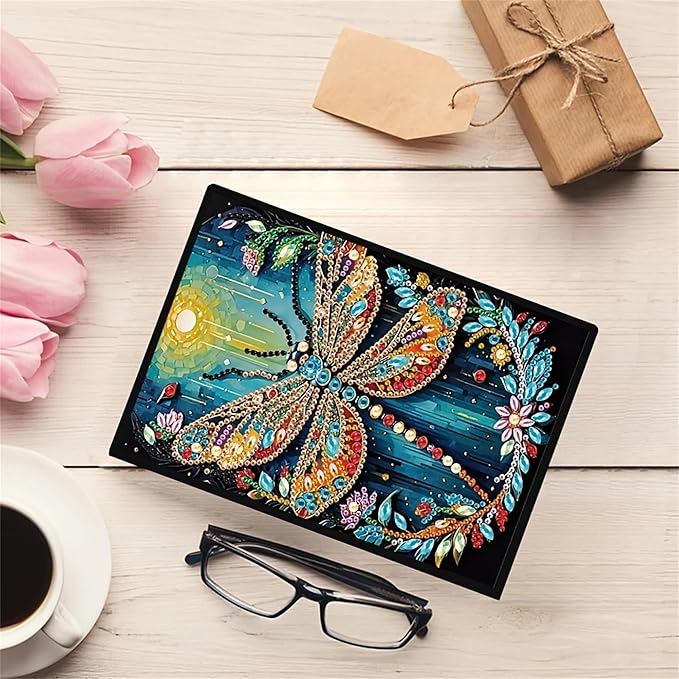 Dragonfly Diamonds Painting Notebook for Adults, A5 Diamond Art Journal and DIY Sketchbook, Diamond Art Kit Supplies,Gift for Beginners, Craft Lovers, Artists. (Dragonfly)