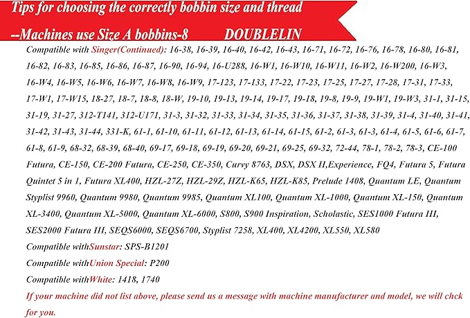 DOUBLELIN Prewound Bobbins, Size A/Style A/Class 15 / SA156 / Size 11.5, Plastic Sided, Polyester, 144 pcs – for Sewing & Embroidery Machines (40S/2 Multi-Color)