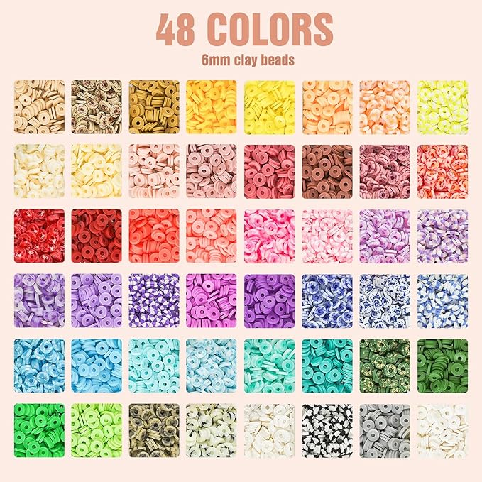 dowsabel clay beads 3 boxes bracelet making kit, 10800pcs beads for jewelry making, letter beads for friendship bracelets diy arts and crafts gifts for girls adults