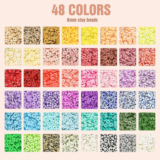 dowsabel clay beads 3 boxes bracelet making kit, 10800pcs beads for jewelry making, letter beads for friendship bracelets diy arts and crafts gifts for girls adults