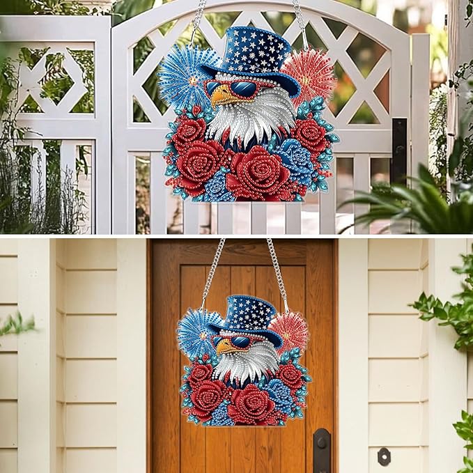 MXJSUA Roses Gnome Special Shaped Hanging Diamond Painting Art Kits for Adults, Crystal Rhinestone Acrylic Gem Art Pendant Ornaments Kit for Home Decoration and Gift