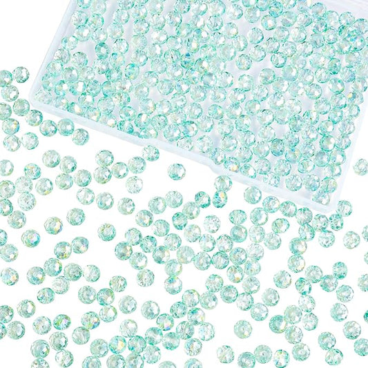 laopottbeads 460pcs 8mm crystal glass beads for jewelry making beads for bracelets necklace pendants making supplies(light blue green)