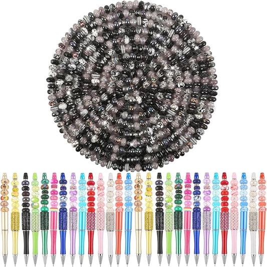 Large Hole Beads Black European Beads for Pens 100 Pieces Assorted Large Hole Fairy Wand Garden Beads Lampwork Craft Spacer Beads for DIY Charms Bracelets Necklace Decoration Jewelry Making Supplies