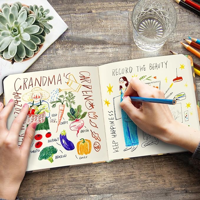 Handy Size 5 x 5 inches Sketch Book, 80GSM Acid Free Artistic Drawing Painting Writing Paper, Hardcover Cloth Cover Art Sketchbook,Journal Notebook.Pumpkin Cat