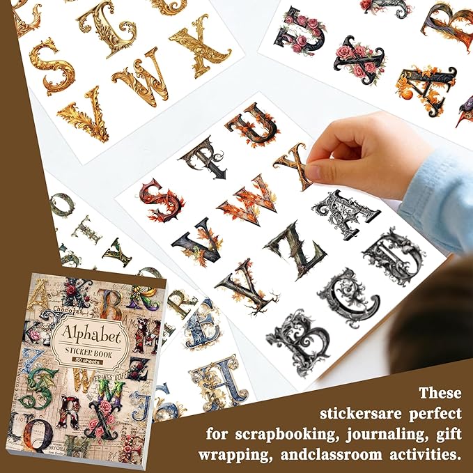 50 Sheets Alphabet & Number Letter Stickers for Scrapbooking, Journaling & DIY Crafts, Vinyl Adhesive Sticker Letters for Scrapbook Supplies, Journals, Planners & Decorative Projects