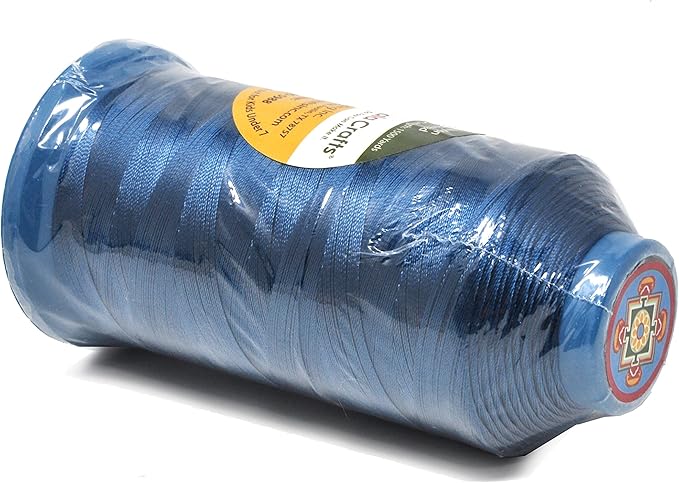Mandala Crafts Size 69 210D T70 Bonded Nylon Thread - Airforce Blue 1500 YDs Tex 70 Heavy Duty Sewing Threads for Leather, Jeans, Weaving, Outdoor Marine Upholstery
