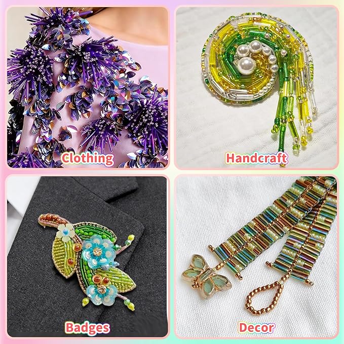 Tube Beads Kit, 7 mm Glass Tube Seed Beads 28 Colored Bugle Embroidery Beads Supplies for DIY Crafting Bracelet Necklaces Jewelry Gift Making & Home Decoration