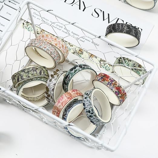 yubx flowers washi tape set 60 rolls leaves patterns decorative skinny fall masking tapes for arts, diy crafts, journals, planners, scrapbook, wrapping (autumn)