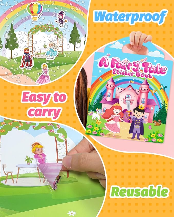 walenced reusable sticker book for toddlers, stickers for kids, toddler craft activities, toddler travel toys ages 3 and up boy girl birthday gifts