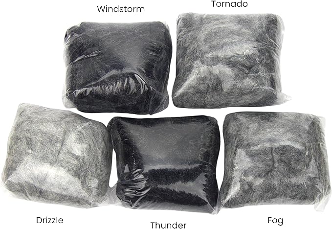 Corriedale Carded Sliver Wool Roving Variety Bundle | Best Core Wool for Needle Felting, Spinning, Wet Felting, Weaving, Dryer Balls, Yarn Roving - Ethically Sourced (Grey Spectrum)