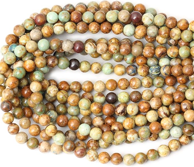 cheavian 45pcs 8mm natural peacock turquoise gemstone round loose beads for diy bracelet necklace earrings jewelry making 1 string 15 inches