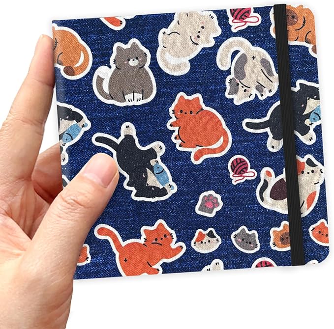4.8" x 4.8" Hardcover Sketchbook,Small Mixed Media SketchPad,96 Sheets 80gsm Acid-Free Artist Drawing Paper,Travel Journal Pocket Blank Notebook for Painting,Illustration,Art Supplies.Cowboy Blue Cat