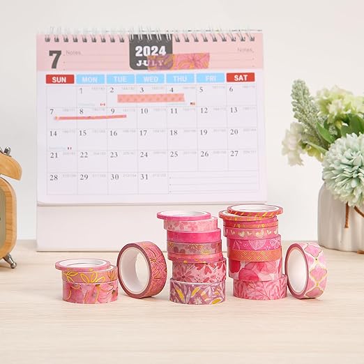 Mr. Pen- Washi Tape Set, 21 Rolls, Floral Pink, Decorative Tape with Measure Tape, Scrapbook Washi Tape for Journaling, Craft Tape, Mother's Day