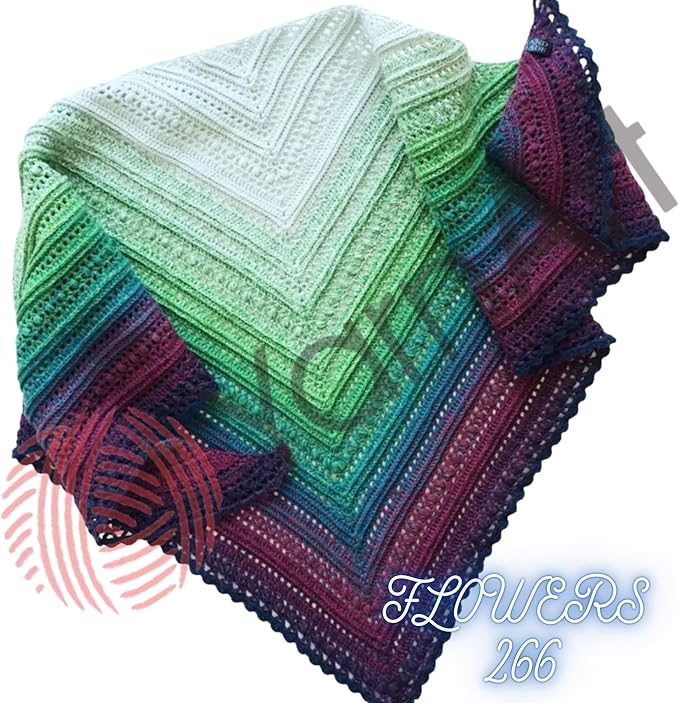 Yarn Art YarnArt Flowers Yarn 55% Cotton 45% Acrylic 250gr 1094yds Multicolor Cotton Yarn Rainbow Crochet Yarn Spring Summer - 1 Fine Sport Skein (266)