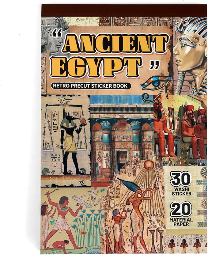 Ancient Ecypt Scrapbooking Stickers 400 Pre-Cut Washi Stickers & 20 Scrapbook Papers Vintage Mysterious Egyptian Aesthetic Sticker journaling Supplies