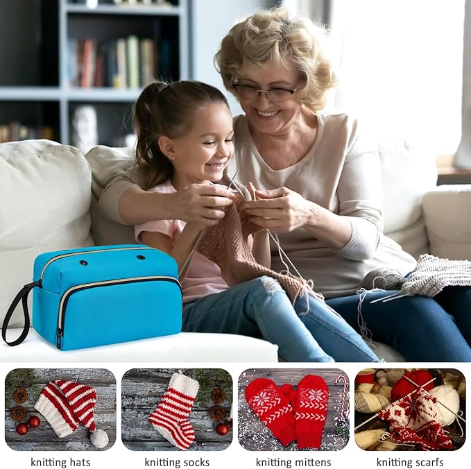 IBFUN Crochet Yarn Knitting Bag 2 Pcs Yarn Storage Organizer Crocheting Bags for Beginners with Hand Wrist for Crochet Accessories Needles Hooks Knitting