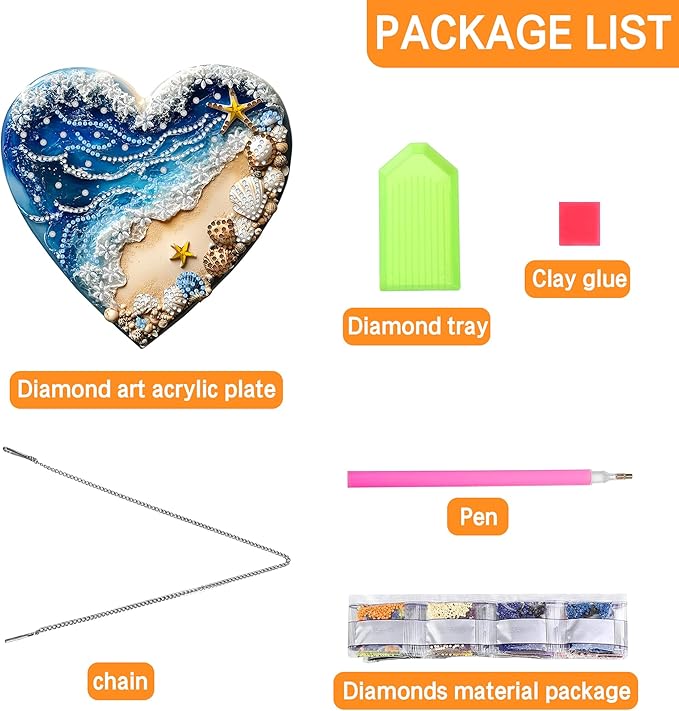 Ginfonr Diamond Painting Kits Hanging Pendant, Beach Diamond Art Kits for Adults, Special Shaped Rhinestone Valentine's Day Gift Diamond Art, Double Sided Summer Decor for Garden Window (8 x 8inch)