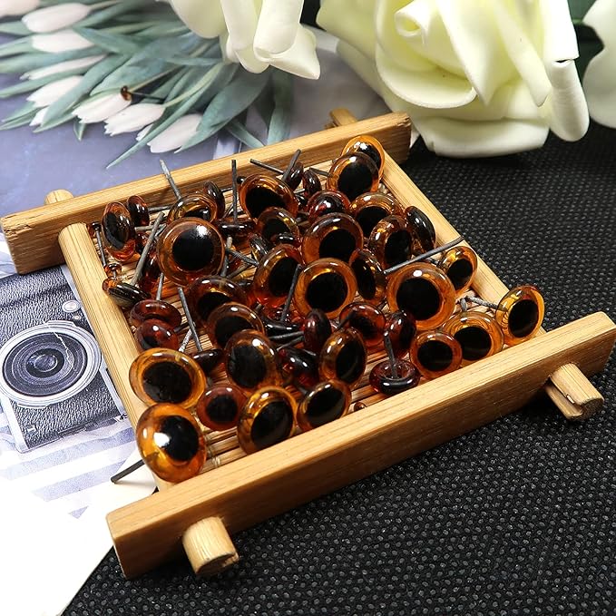 TOAOB 100pcs Deep Brown Glass Eyes Kits 3mm to 12mm Assorted Sizes for Crafts Needle Felting Bears Dolls Decoys Sewing