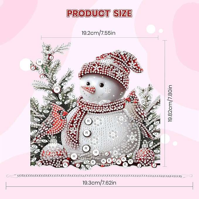 MOGTAA Christmas Snowman Diamond Art Hanging Kits for Adults Kids, Christmas Cardinal Diamond Art Suncatchers, 5D Special Shape Winter Diamond Painting Window Pendant Kit for Home Garden Wall Decor