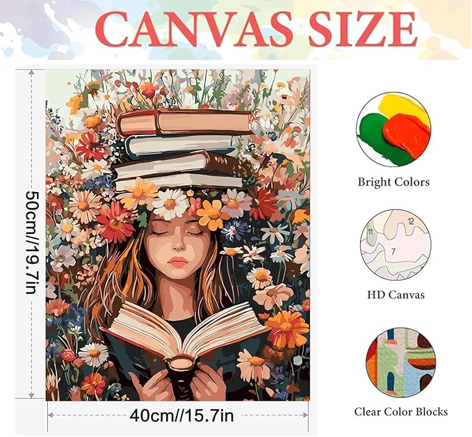 Axquilon Paint by Numbers Kit for Adults Beginner-Girl Adult Paint by Number Kits on Canvas, Easy Adults' Paint-by-Number Kits Oil Painting for Gift Home Wall Decor 16x20in