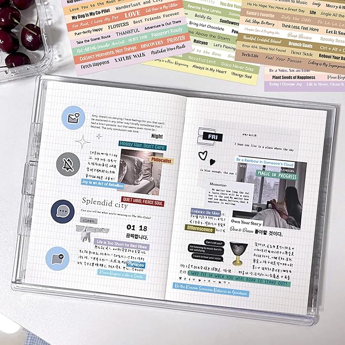 Junk Journal Supplies Kit - 40 Sheets Quote & Affirmation Stickers for Scrapbooking | Vintage Ephemera Decor, Vision Board Essentials | Card Making, Bullet Journal Embellishments for Adults Teens