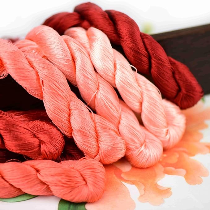 Natural 100% Silk Thread, Handmade Embroidery Thread Silk Floss 8 Colors 110m Each (33)